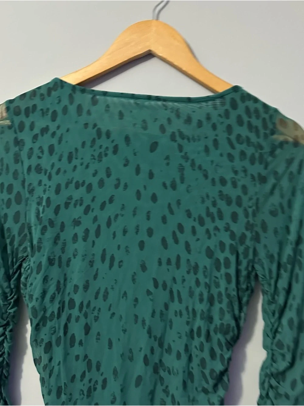 Free People Katana Mini Dress Green Mesh Ruched Bodycon Size M Fairycore - Picture 4 of 10